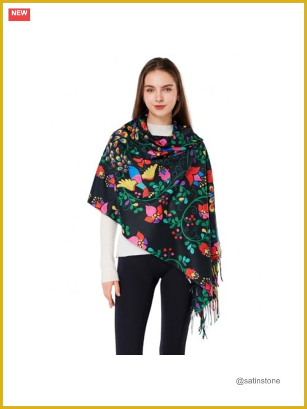 Pashmina Style Shawls and Wraps Double-Sided Mexican Scarf